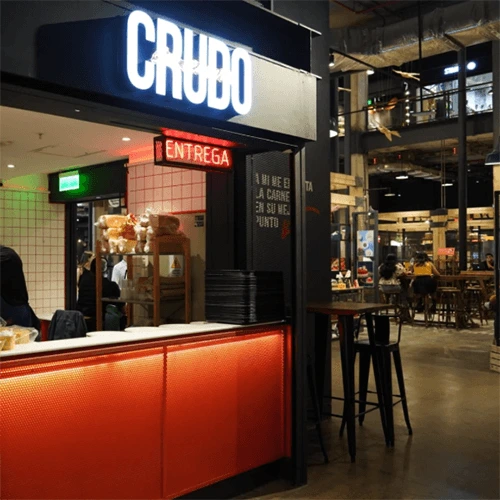 Logo de Crudo sin Censura y su nuevo local en MUT, marca registrada por la oficina de ChileMarcas.